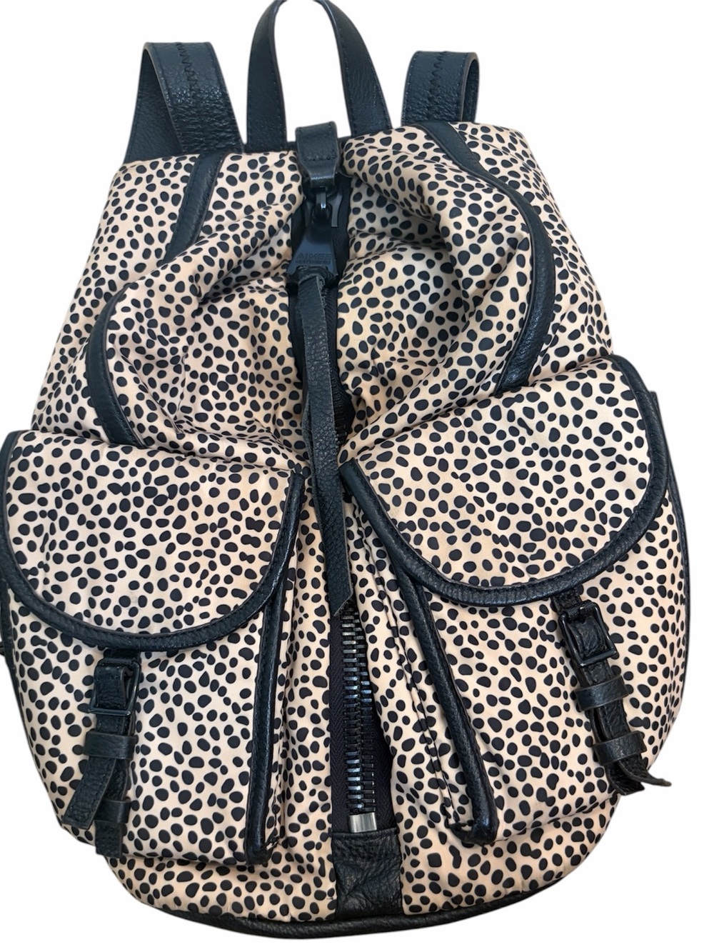 Aimee Kestenberg nylon cargo backpack cheetah print leather Tamitha EUC!